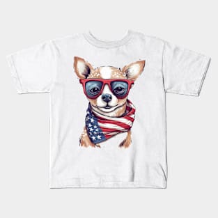 Patriotic Dog, 4th of July Design Kids T-Shirt